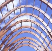 arched curved timber glulam (LVL) building